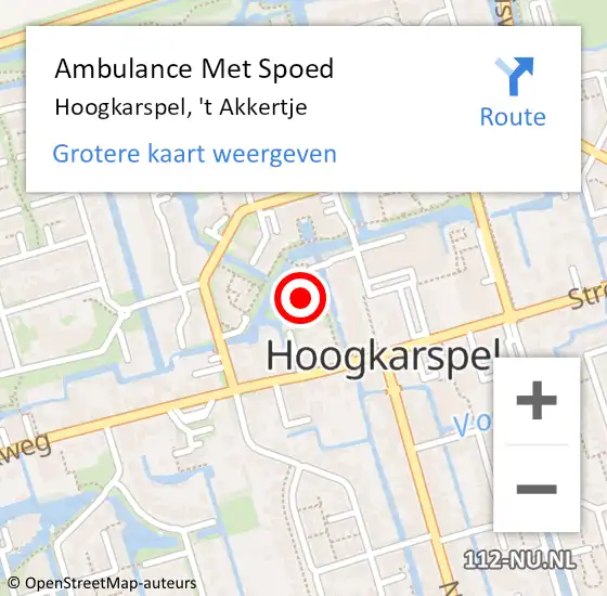 Locatie op kaart van de 112 melding: Ambulance Met Spoed Naar Hoogkarspel, 't Akkertje op 17 oktober 2017 22:57