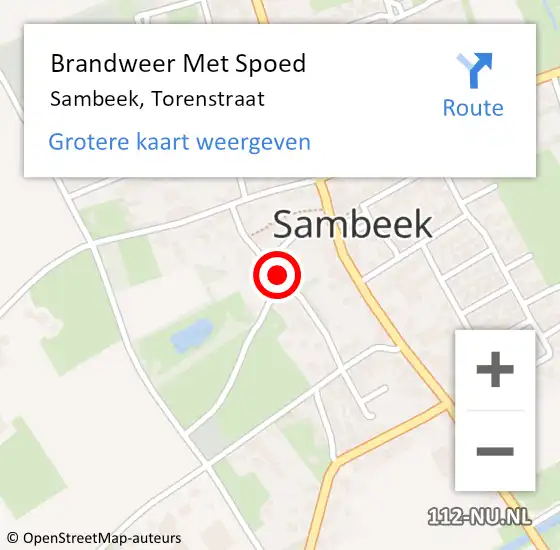 Locatie op kaart van de 112 melding: Brandweer Met Spoed Naar Sambeek, Torenstraat op 17 oktober 2017 23:38