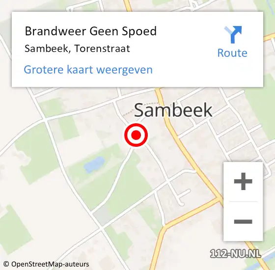 Locatie op kaart van de 112 melding: Brandweer Geen Spoed Naar Sambeek, Torenstraat op 17 oktober 2017 23:41