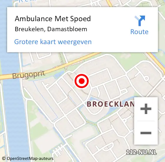 Locatie op kaart van de 112 melding: Ambulance Met Spoed Naar Breukelen, Damastbloem op 17 oktober 2017 23:58