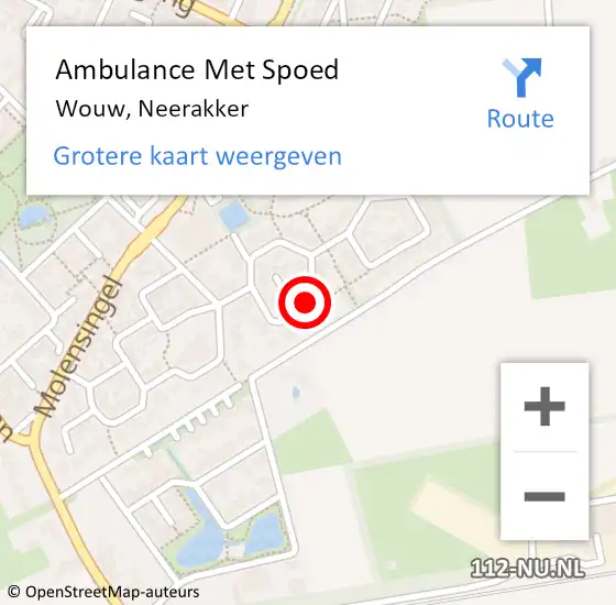 Locatie op kaart van de 112 melding: Ambulance Met Spoed Naar Wouw, Neerakker op 18 oktober 2017 00:08