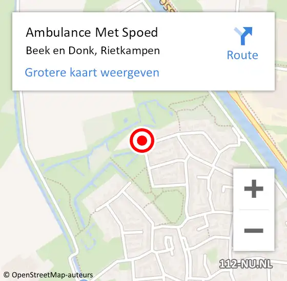 Locatie op kaart van de 112 melding: Ambulance Met Spoed Naar Beek en Donk, Rietkampen op 18 oktober 2017 00:14