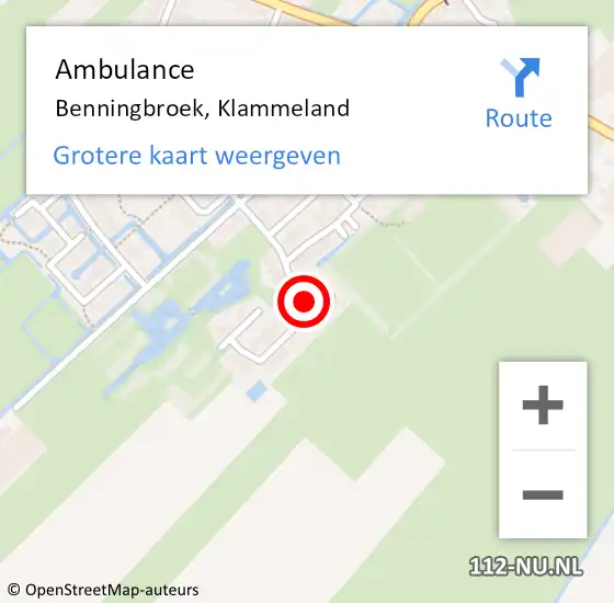 Locatie op kaart van de 112 melding: Ambulance Benningbroek, Klammeland op 18 oktober 2017 01:00