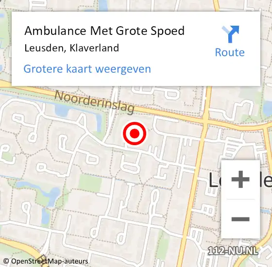 Locatie op kaart van de 112 melding: Ambulance Met Grote Spoed Naar Leusden, Klaverland op 18 oktober 2017 04:25