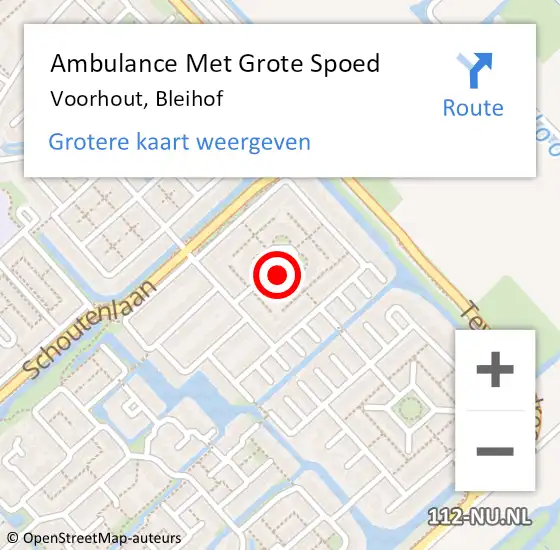 Locatie op kaart van de 112 melding: Ambulance Met Grote Spoed Naar Voorhout, Bleihof op 18 oktober 2017 06:02