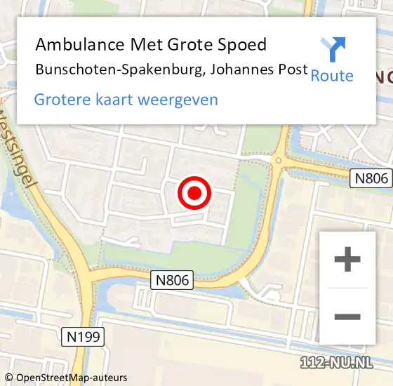 Locatie op kaart van de 112 melding: Ambulance Met Grote Spoed Naar Bunschoten-Spakenburg, Johannes Post op 18 oktober 2017 07:12