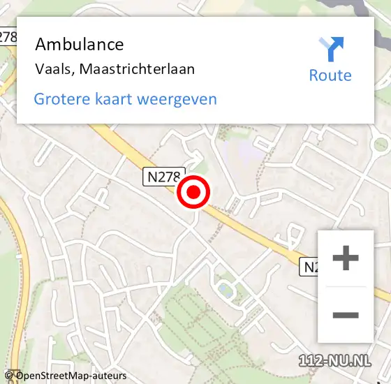 Locatie op kaart van de 112 melding: Ambulance Vaals, Maastrichterlaan op 4 februari 2014 14:01