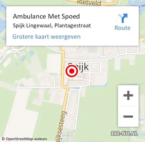 Locatie op kaart van de 112 melding: Ambulance Met Spoed Naar Spijk Lingewaal, Plantagestraat op 18 oktober 2017 07:31