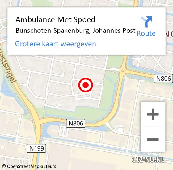 Locatie op kaart van de 112 melding: Ambulance Met Spoed Naar Bunschoten-Spakenburg, Johannes Post op 18 oktober 2017 07:35