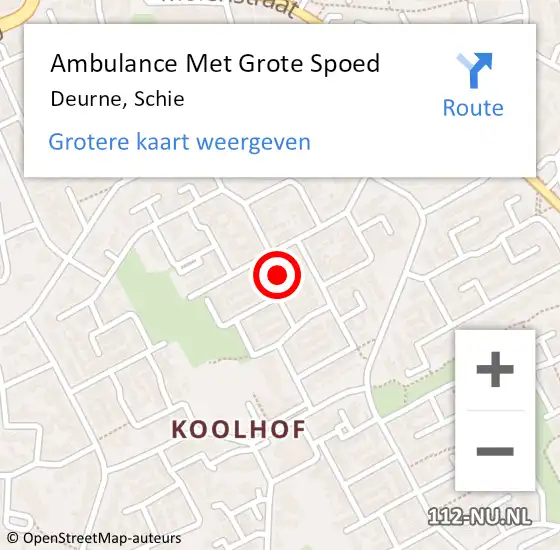 Locatie op kaart van de 112 melding: Ambulance Met Grote Spoed Naar Deurne, Schie op 18 oktober 2017 07:37