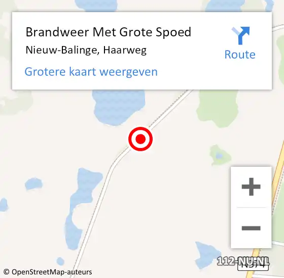 Locatie op kaart van de 112 melding: Brandweer Met Grote Spoed Naar Nieuw-Balinge, Haarweg op 18 oktober 2017 08:03