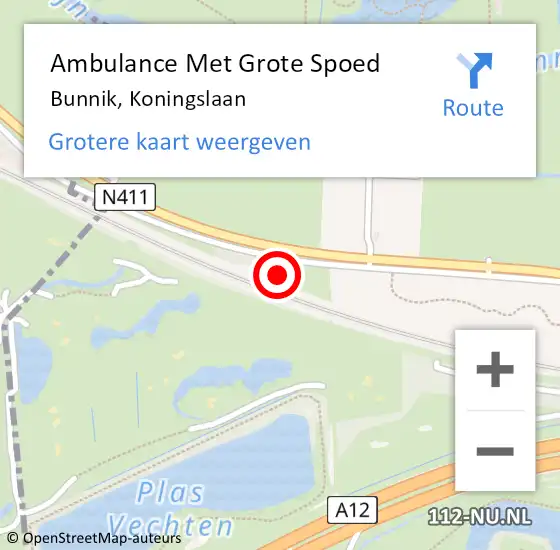 Locatie op kaart van de 112 melding: Ambulance Met Grote Spoed Naar Bunnik, Koningslaan op 18 oktober 2017 08:48