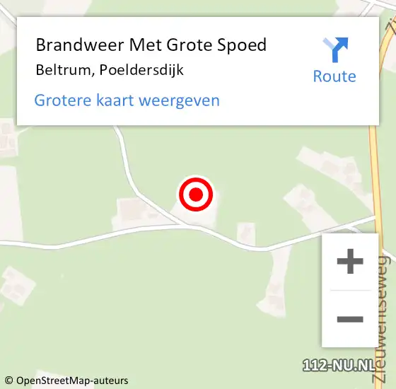 Locatie op kaart van de 112 melding: Brandweer Met Grote Spoed Naar Beltrum, Poeldersdijk op 18 oktober 2017 09:14