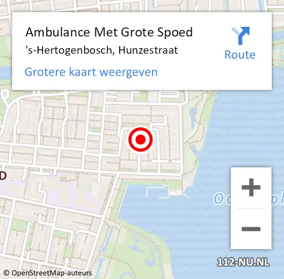 Locatie op kaart van de 112 melding: Ambulance Met Grote Spoed Naar 's-Hertogenbosch, Hunzestraat op 18 oktober 2017 09:31