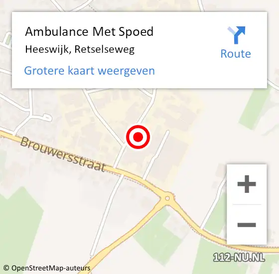 Locatie op kaart van de 112 melding: Ambulance Met Spoed Naar Heeswijk, Retselseweg op 18 oktober 2017 10:17