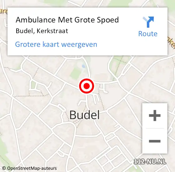 Locatie op kaart van de 112 melding: Ambulance Met Grote Spoed Naar Budel, Kerkstraat op 18 oktober 2017 10:25
