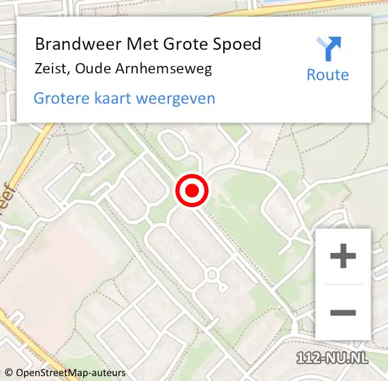 Locatie op kaart van de 112 melding: Brandweer Met Grote Spoed Naar Zeist, Oude Arnhemseweg op 18 oktober 2017 10:32