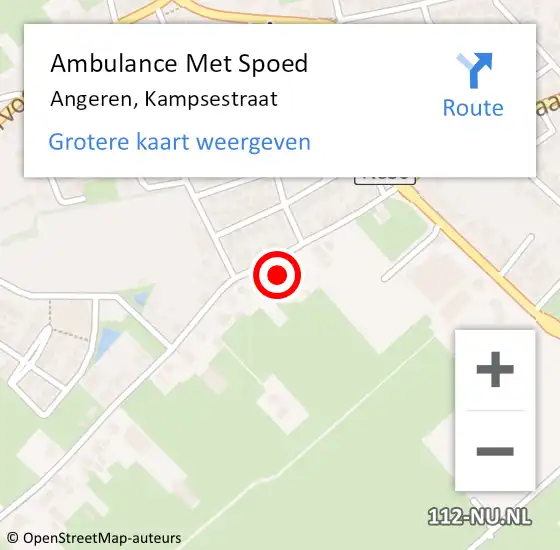 Locatie op kaart van de 112 melding: Ambulance Met Spoed Naar Angeren, Kampsestraat op 18 oktober 2017 10:44