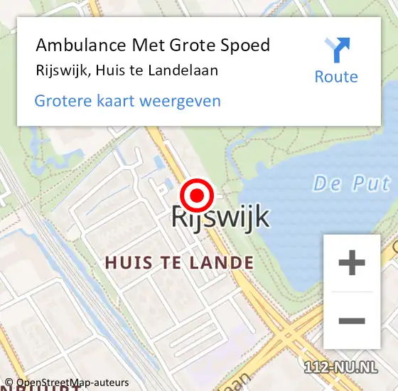 Locatie op kaart van de 112 melding: Ambulance Met Grote Spoed Naar Rijswijk, Huis te Landelaan op 18 oktober 2017 10:57