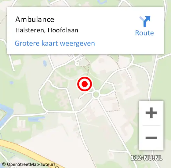 Locatie op kaart van de 112 melding: Ambulance Halsteren, Hoofdlaan op 18 oktober 2017 10:57