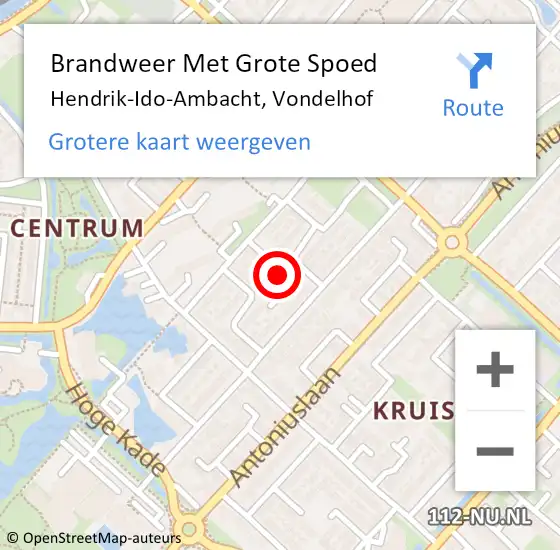 Locatie op kaart van de 112 melding: Brandweer Met Grote Spoed Naar Hendrik-Ido-Ambacht, Vondelhof op 18 oktober 2017 11:00