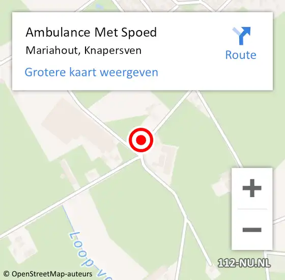 Locatie op kaart van de 112 melding: Ambulance Met Spoed Naar Mariahout, Knapersven op 18 oktober 2017 11:27