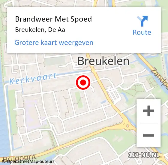 Locatie op kaart van de 112 melding: Brandweer Met Spoed Naar Breukelen, De Aa op 18 oktober 2017 12:00