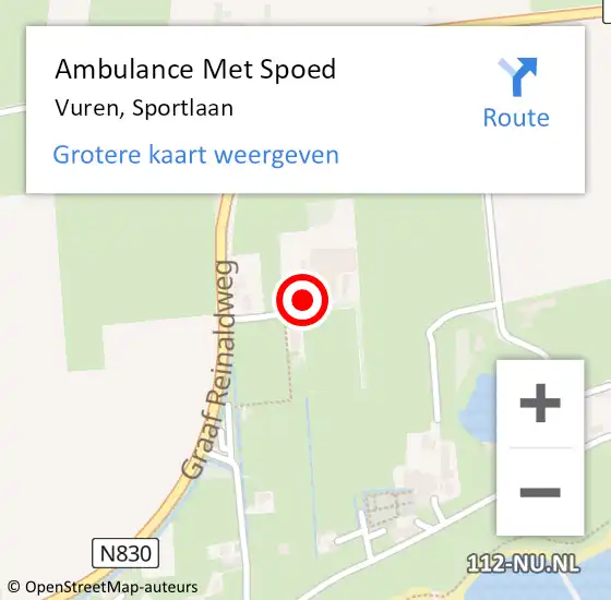 Locatie op kaart van de 112 melding: Ambulance Met Spoed Naar Vuren, Sportlaan op 18 oktober 2017 12:40