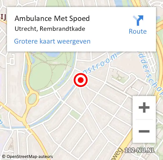 Locatie op kaart van de 112 melding: Ambulance Met Spoed Naar Utrecht, Rembrandtkade op 18 oktober 2017 13:07