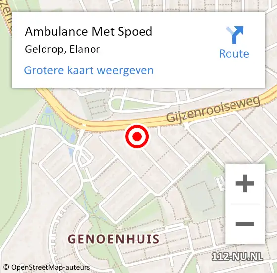 Locatie op kaart van de 112 melding: Ambulance Met Spoed Naar Geldrop, Elanor op 18 oktober 2017 13:20