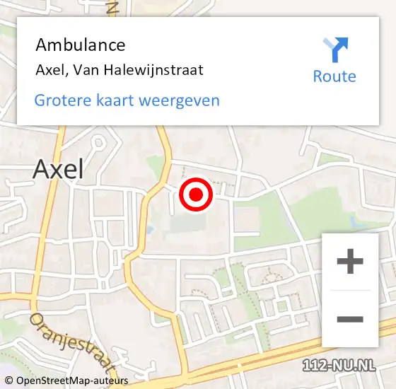 Locatie op kaart van de 112 melding: Ambulance Axel, Van Halewijnstraat op 18 oktober 2017 14:15