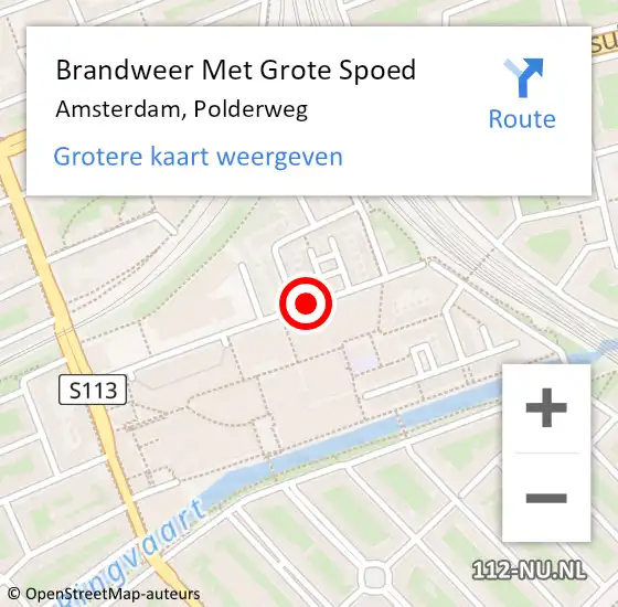 Locatie op kaart van de 112 melding: Brandweer Met Grote Spoed Naar Amsterdam, Polderweg op 18 oktober 2017 14:36