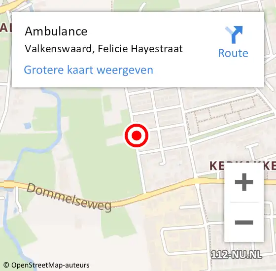 Locatie op kaart van de 112 melding: Ambulance Valkenswaard, Felicie Hayestraat op 18 oktober 2017 15:05