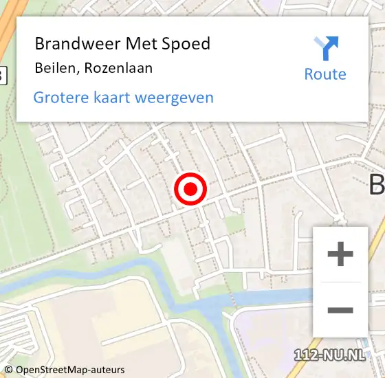 Locatie op kaart van de 112 melding: Brandweer Met Spoed Naar Beilen, Rozenlaan op 18 oktober 2017 15:47