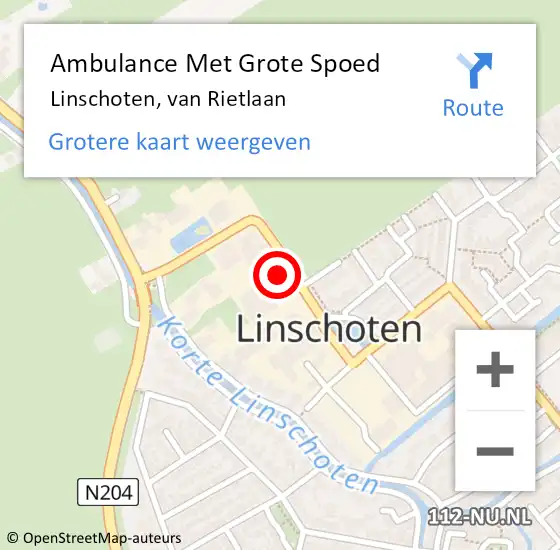 Locatie op kaart van de 112 melding: Ambulance Met Grote Spoed Naar Linschoten, van Rietlaan op 18 oktober 2017 15:53