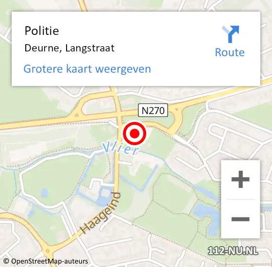 Locatie op kaart van de 112 melding: Politie Deurne, Langstraat op 18 oktober 2017 17:14