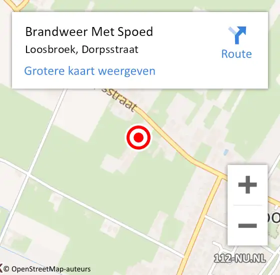 Locatie op kaart van de 112 melding: Brandweer Met Spoed Naar Loosbroek, Dorpsstraat op 18 oktober 2017 17:40