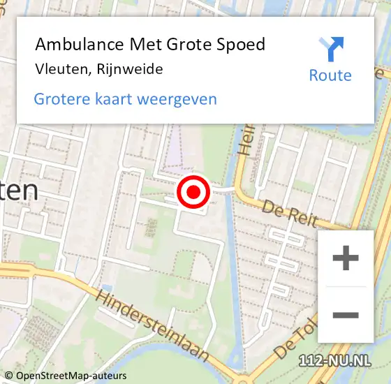 Locatie op kaart van de 112 melding: Ambulance Met Grote Spoed Naar Vleuten, Rijnweide op 18 oktober 2017 18:11