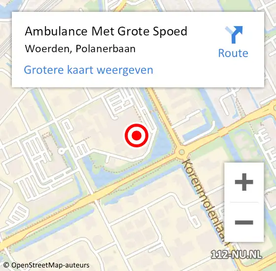 Locatie op kaart van de 112 melding: Ambulance Met Grote Spoed Naar Woerden, Polanerbaan op 18 oktober 2017 18:26
