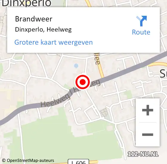 Locatie op kaart van de 112 melding: Brandweer Dinxperlo, Heelweg op 18 oktober 2017 18:28