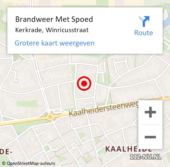 Locatie op kaart van de 112 melding: Brandweer Met Spoed Naar Kerkrade, Winricusstraat op 18 oktober 2017 19:38