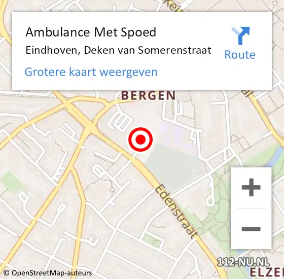 Locatie op kaart van de 112 melding: Ambulance Met Spoed Naar Eindhoven, Deken van Somerenstraat op 18 oktober 2017 20:44