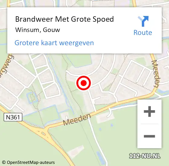 Locatie op kaart van de 112 melding: Brandweer Met Grote Spoed Naar Winsum, Gouw op 18 oktober 2017 21:06