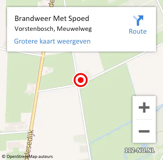 Locatie op kaart van de 112 melding: Brandweer Met Spoed Naar Vorstenbosch, Meuwelweg op 18 oktober 2017 21:19