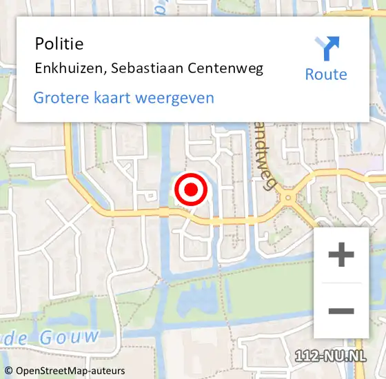 Locatie op kaart van de 112 melding: Politie Enkhuizen, Sebastiaan Centenweg op 18 oktober 2017 21:40
