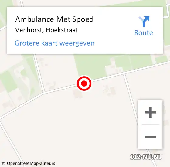 Locatie op kaart van de 112 melding: Ambulance Met Spoed Naar Venhorst, Hoekstraat op 18 oktober 2017 22:45