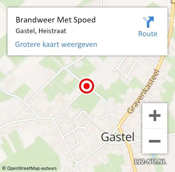 Locatie op kaart van de 112 melding: Brandweer Met Spoed Naar Gastel, Heistraat op 18 oktober 2017 23:08