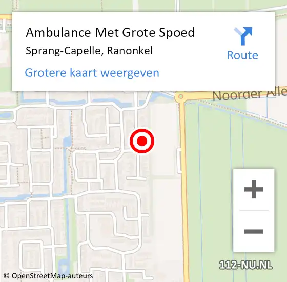 Locatie op kaart van de 112 melding: Ambulance Met Grote Spoed Naar Sprang-Capelle, Ranonkel op 18 oktober 2017 23:42