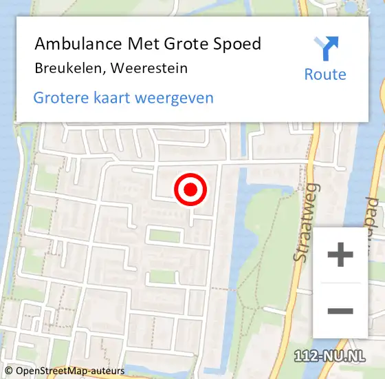 Locatie op kaart van de 112 melding: Ambulance Met Grote Spoed Naar Breukelen, Weerestein op 18 oktober 2017 23:55