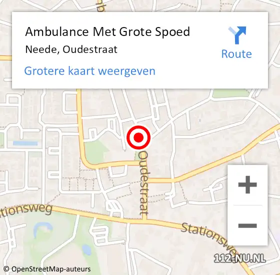 Locatie op kaart van de 112 melding: Ambulance Met Grote Spoed Naar Neede, Oudestraat op 19 oktober 2017 00:20
